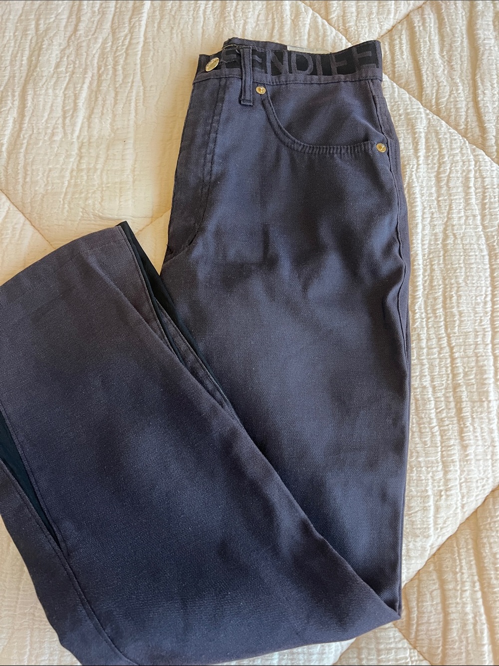 Fendi vintage Navy Straight-Leg Chinos with Logo Waistband